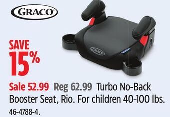 Canadian Tire Graco turbo no-back booster seat, rio offer