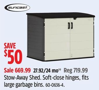 Canadian Tire Suncast stow-away shed offer