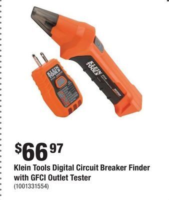 Home Depot Klein tools digital circuit breaker finder with gfci outlet tester offer