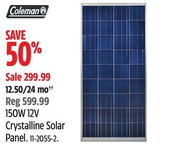 Canadian Tire Coleman 150w 12v crystalline solar panel offer