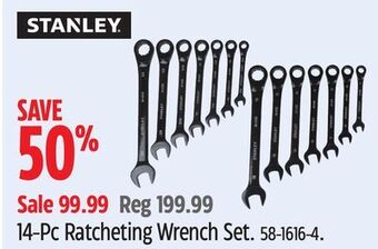 Canadian Tire Stanley 14-pc ratcheting wrench set offer