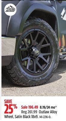Canadian Tire Trail boss outlaw alloy wheel, satin black 18x9 offer