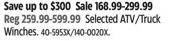 Canadian Tire Selected atv/truck winches offer
