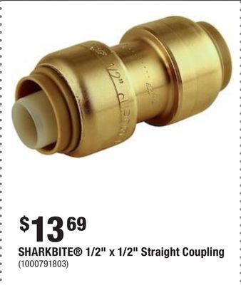 Home Depot Sharkbite® 1/2 x 1/2 straight coupling offer