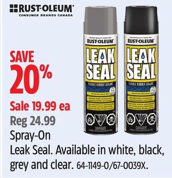 Canadian Tire Rust-oleum spray-on leak seal offer