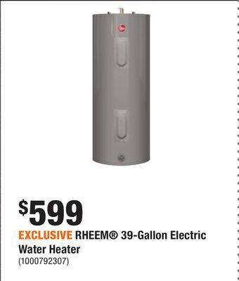 Home Depot Exclusive rheem® 39-gallon electric water heater offer