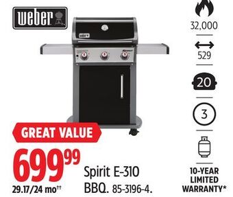 Canadian Tire Weber spirit e-310 bbq offer