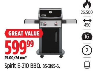 Canadian Tire Weber spirit e-210 bbq offer