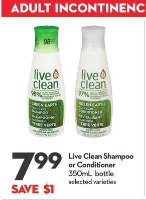 Longo's Live clean shampoo or conditioner offer