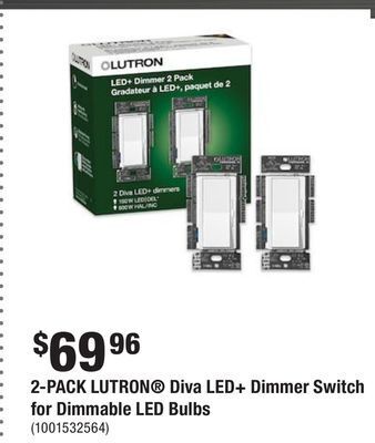 Home Depot 2-pack lutron® diva led+ dimmer switch for dimmable led bulbs offer