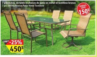 Sushi Shop 7 pcs dining bronze patio metal textilene offer