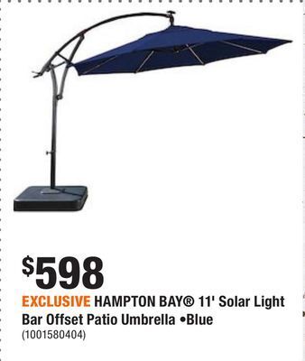Home Depot Exclusive hampton bay® 11' solar light bar offset patio umbrella •blue offer