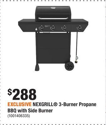 Home Depot Exclusive nexgrill® 3-burner propane bbq with side burner offer