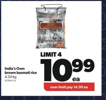 Real Canadian Superstore India's own brown basmati rice, 4.54 kg offer