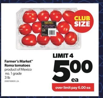 Real Canadian Superstore Farmer's market™ roma tomatoes, 3 lb offer