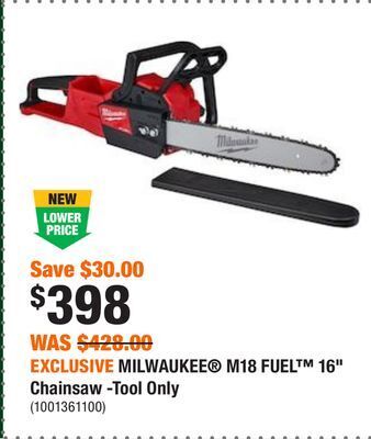 Home Depot Exclusive milwaukee® m18 fuel™ 16 chainsaw -tool only offer