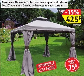 Sushi Shop 10' x 10' aluminum gazebo with mosquito net & curtains offer