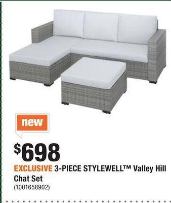 Home Depot Exclusive 3-piece stylewell™ valley hill chat set offer