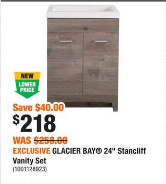 Home Depot Exclusive glacier bay® 24 stancliff vanity set offer