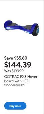 Walmart Gotrax fx3 hoverboard with led offer