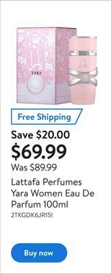 Walmart Lattafa perfumes yara women eau de parfum 100ml offer