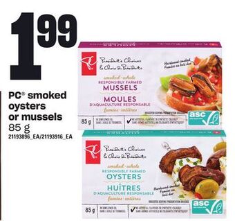Zehrs Markets Pc® smoked oysters or mussels, 85 g offer