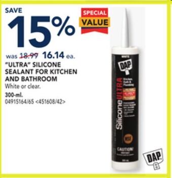 RONA Dap ultra silicone sealant for kitchen and bathroom offer