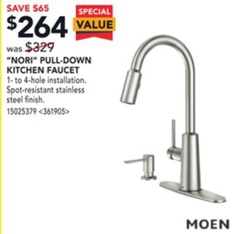 RONA Moen nori pull-down kitchen faucet offer