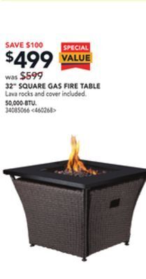 RONA 32 square gas fire table offer
