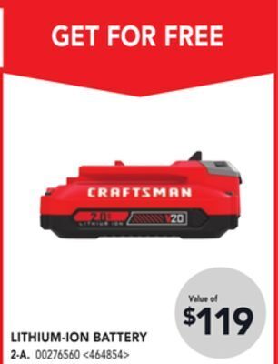 RONA Craftsman lithium-ion battery 2-a offer