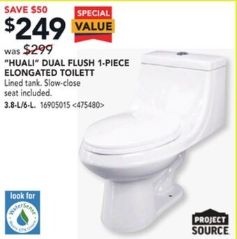 RONA Project source huali dual flush 1-piece elongated toilet offer