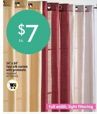 Giant Tiger 54 x 84 faux silk curtain with grommets offer