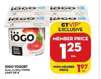Giant Tiger Iogo yogurt offer