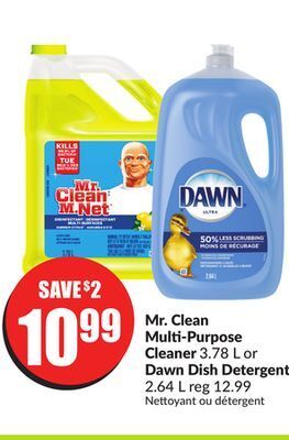 Chalo FreshCo Mr. clean multi-purpose cleaner 3.78 l or dawn dish detergent 2.64 l offer