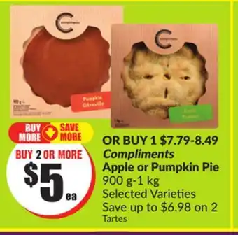 Chalo FreshCo Compliments apple or pumpkin pie 1 kg offer