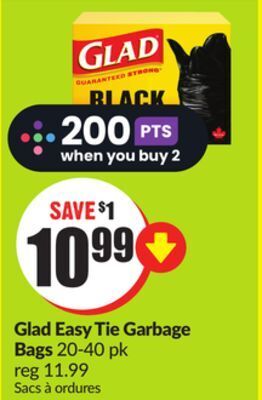 Chalo FreshCo Glad easy tie garbage bags 20-40 pk offer