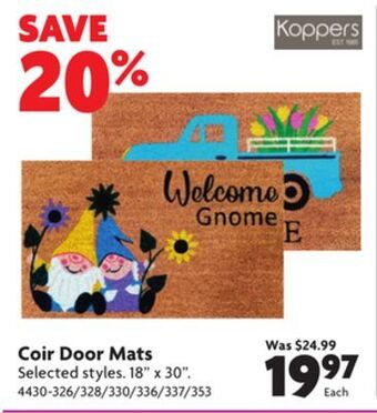Home Hardware Coir door mats offer