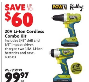 Home Hardware 20v li-ion cordless combo kit offer