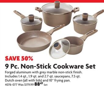 Home Hardware 9 pc. non-stick cookware set offer