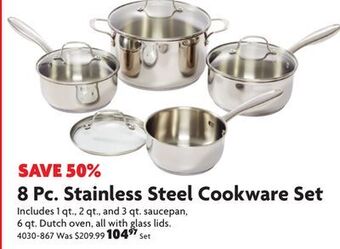 Home Hardware 8 pc. stainless steel cookware set offer