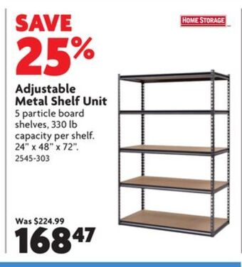 Home Hardware Adjustable metal shelf unit offer