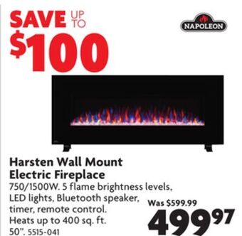 Home Hardware Harsten wall mount electric fireplace offer