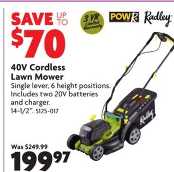 Home Hardware 40v cordless lawn mower offer