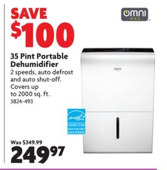 Home Hardware 35 pint portable dehumidifier offer
