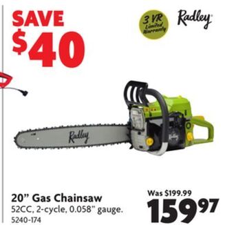Home Hardware 20 gas chainsaw offer