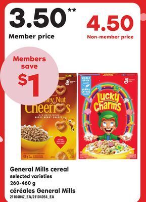 Valu-mart Céréales general mills, 260-460 g offer