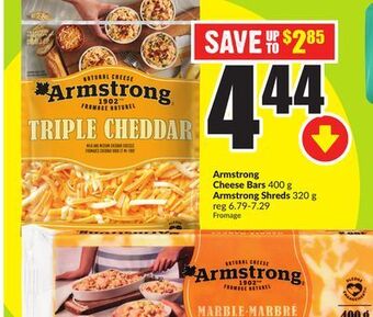 FreshCo Armstrong cheese bars 400 g armstrong shreds 320 g offer