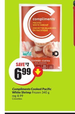 FreshCo Compliments cooked pacific white shrimp frozen 340 g offer