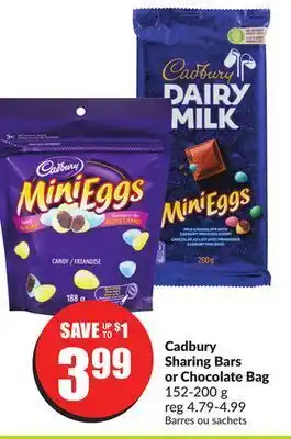 FreshCo Cadbury sharing bars or chocolate bag 152-200 g offer