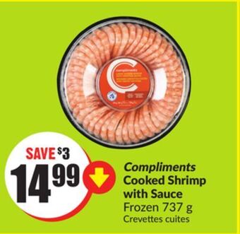 FreshCo Compliments cooked shrimp with sauce frozen 737 g offer